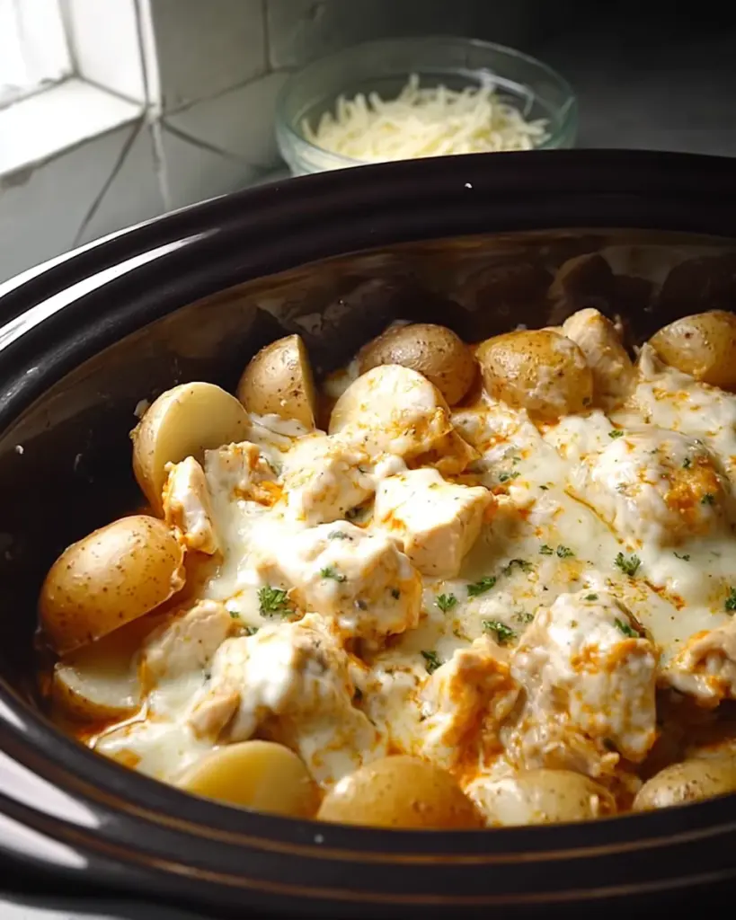 Slow Cooker Parmesan Garlic Chicken and Potatoes