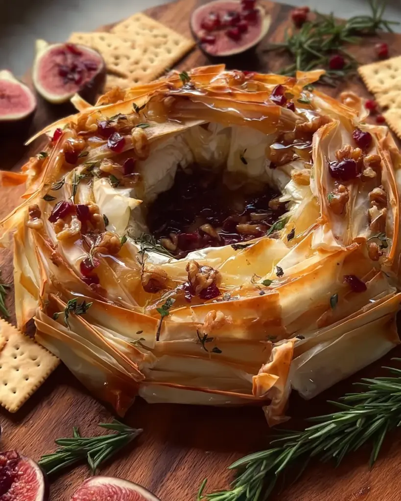Baked Brie Phyllo Wreath