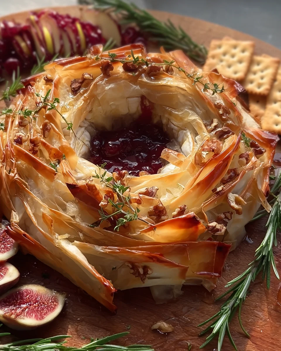 Baked Brie Phyllo Wreath