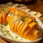 Baked butternut squash on feta dip