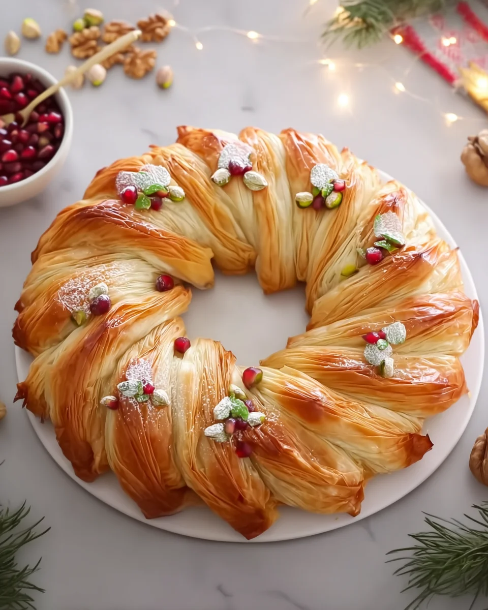 Baklava-Custard Christmas Wreath Recipe Baklava-Custard
