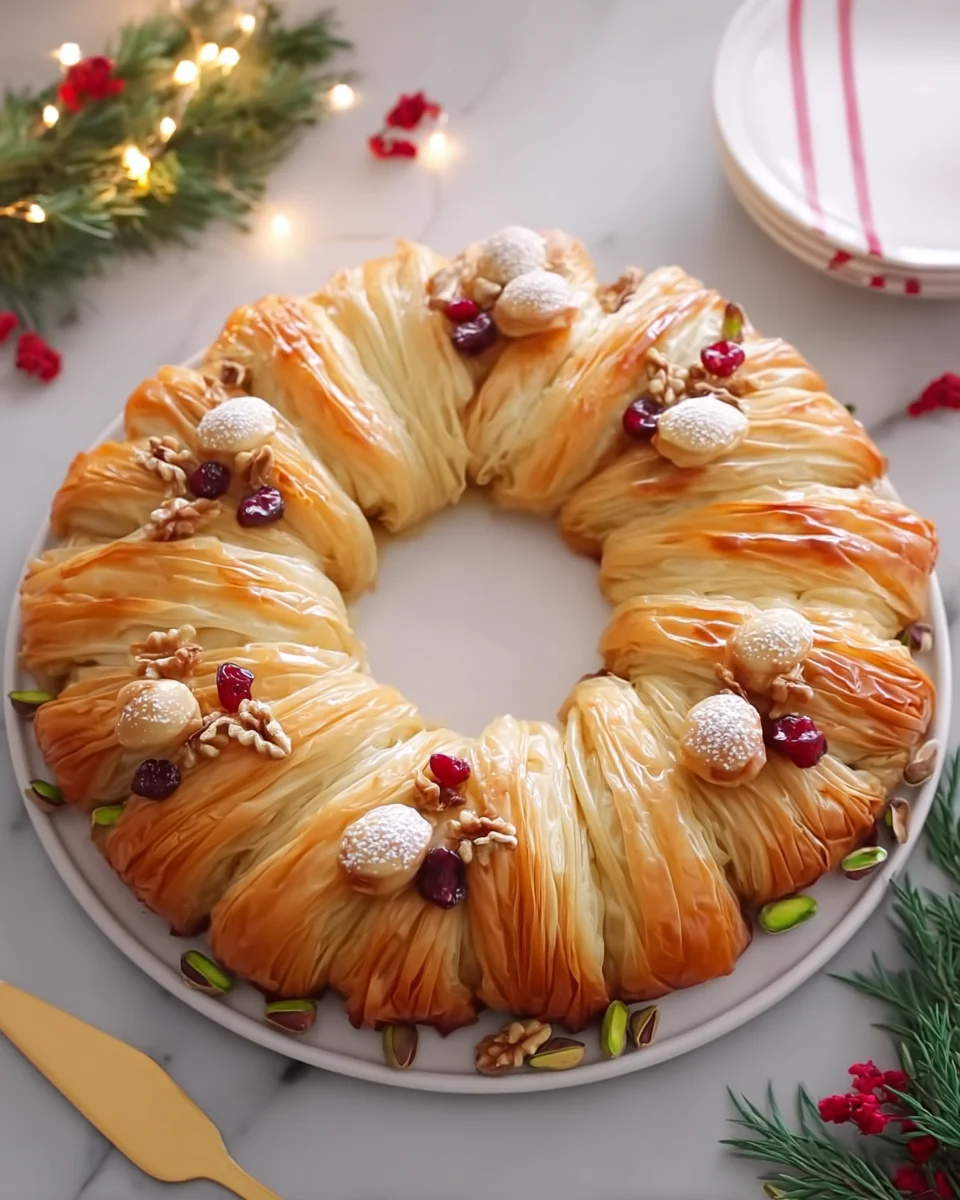 Baklava-Custard Christmas Wreath Recipe Baklava-Custard
