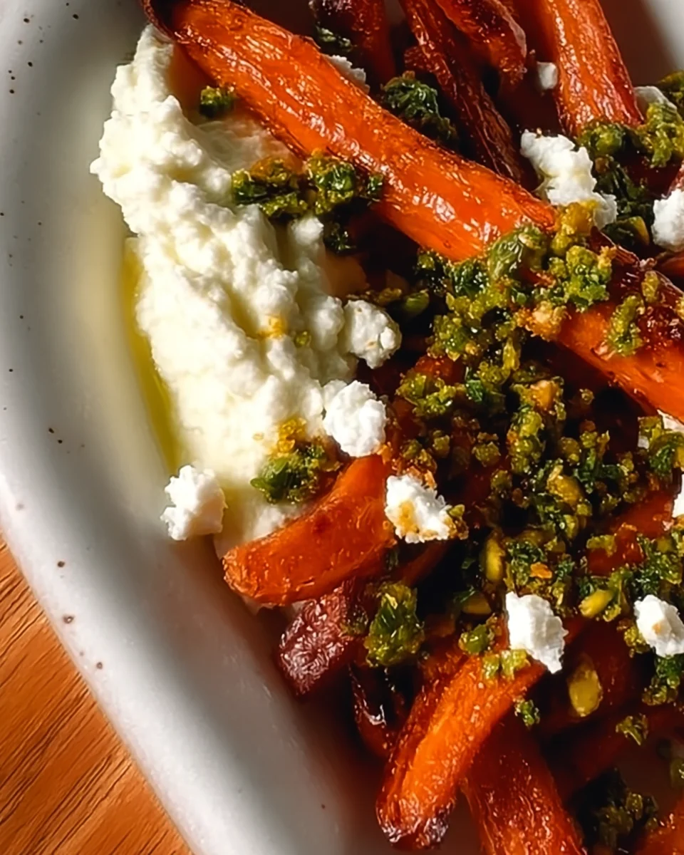 CRISPY CARROT FRIES WITH WHIPPED HONEY-RICOTTA & PISTACHIO GREMOLATA CRISPY