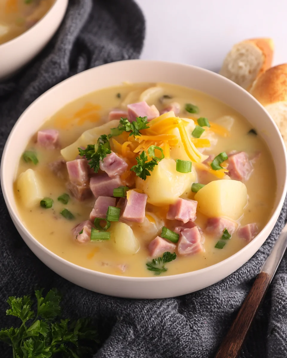 Cheesy Ham and Potato Soup Cheesy