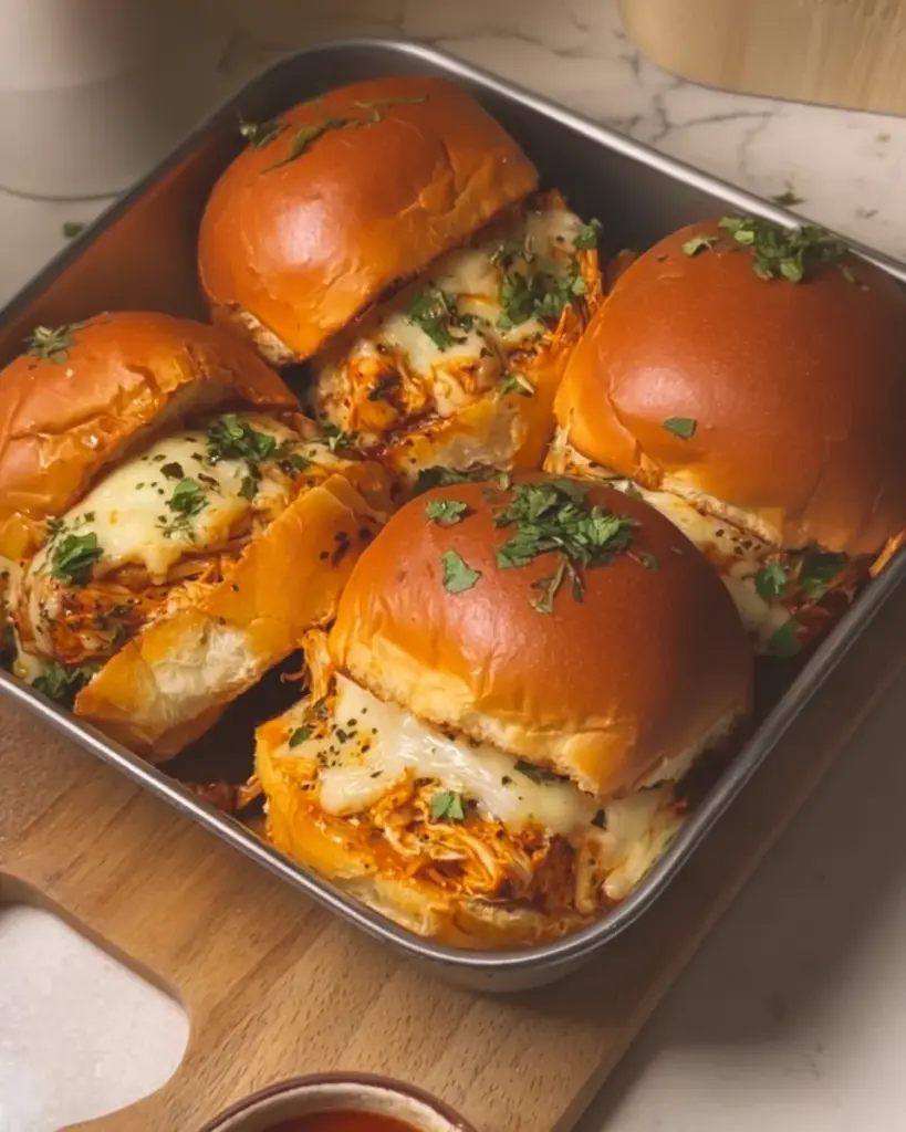 Cheesy Honey Sriracha Chicken Sliders
