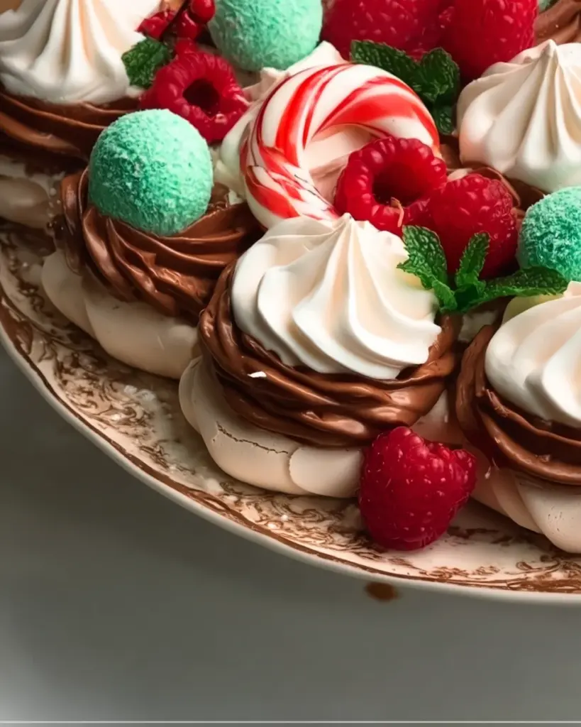 Choc-mint pull-apart pavlova