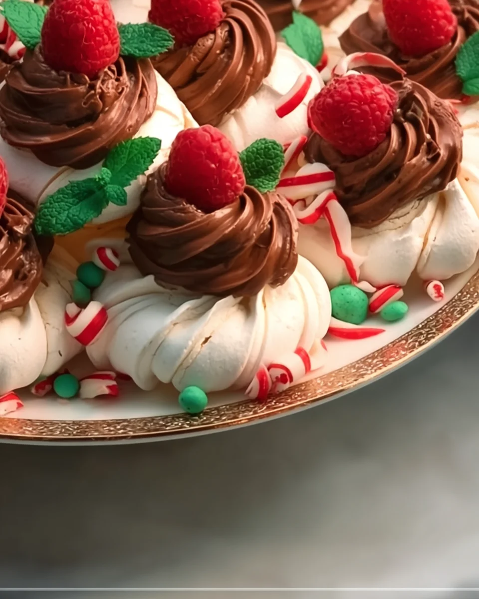 Choc-mint pull-apart pavlova Choc-mint