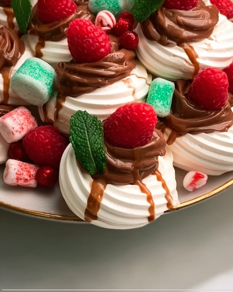 Choc-mint pull-apart pavlova Choc-mint