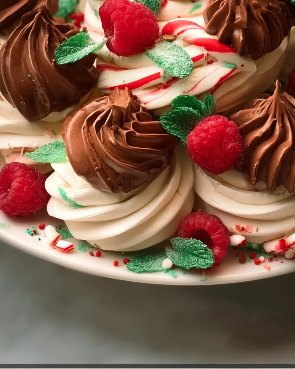 Choc-mint pull-apart pavlova Choc-mint