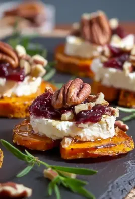 Cranberry, Pecan, Goat Cheese, Sweet Potato Bites