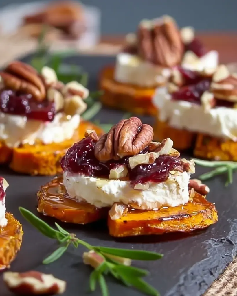 Cranberry, Pecan, Goat Cheese, Sweet Potato Bites