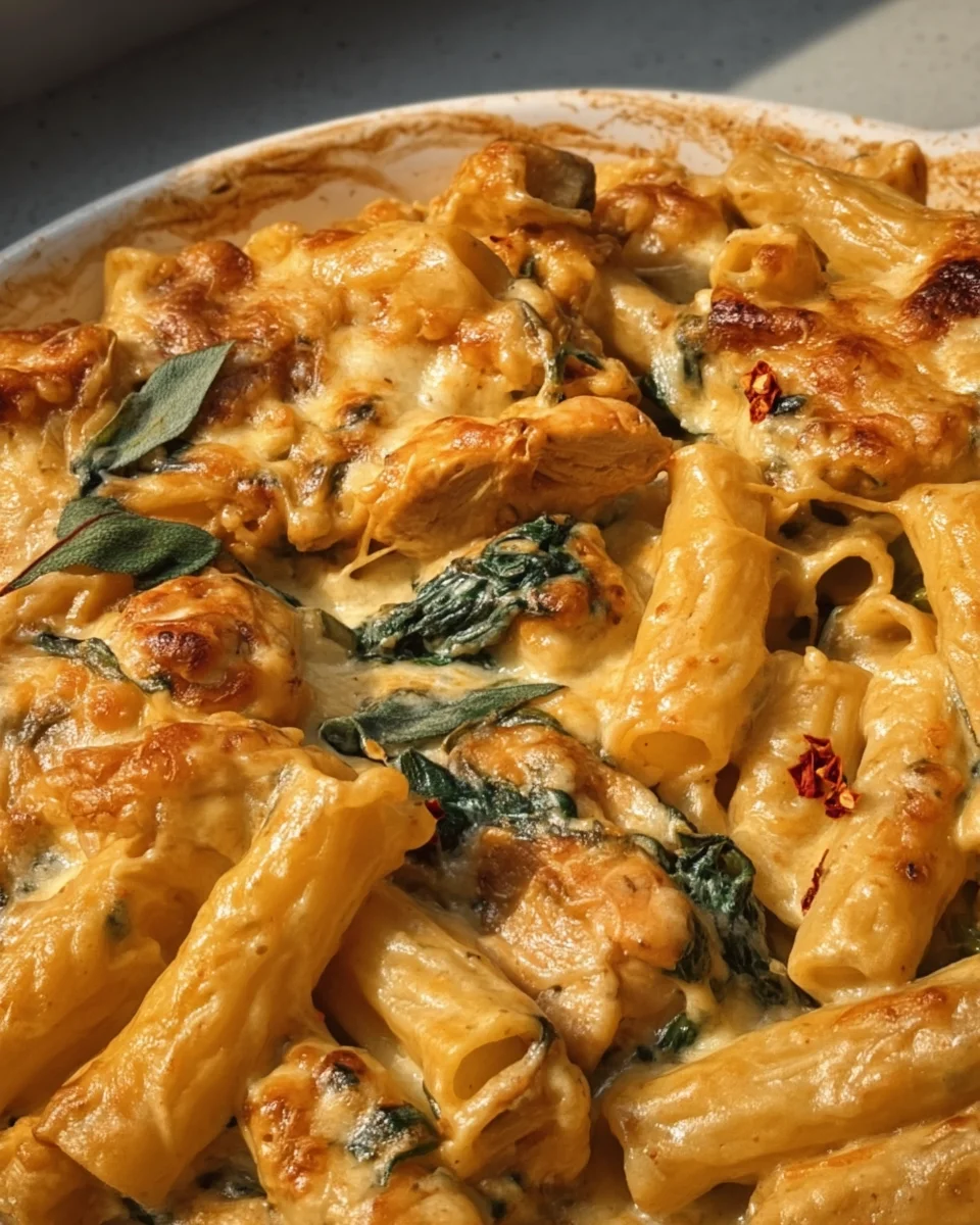 Creamy Pesto Chicken Pasta Bake