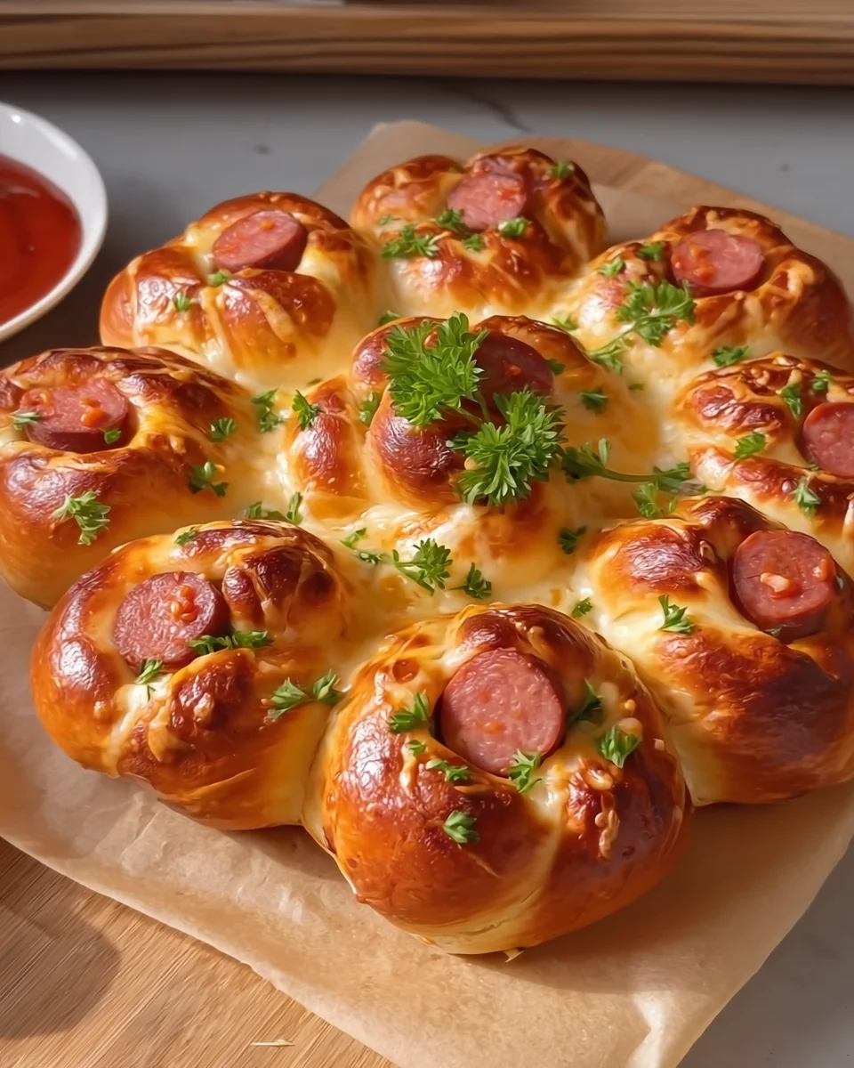 Flower Buns with Cheese and Sausage