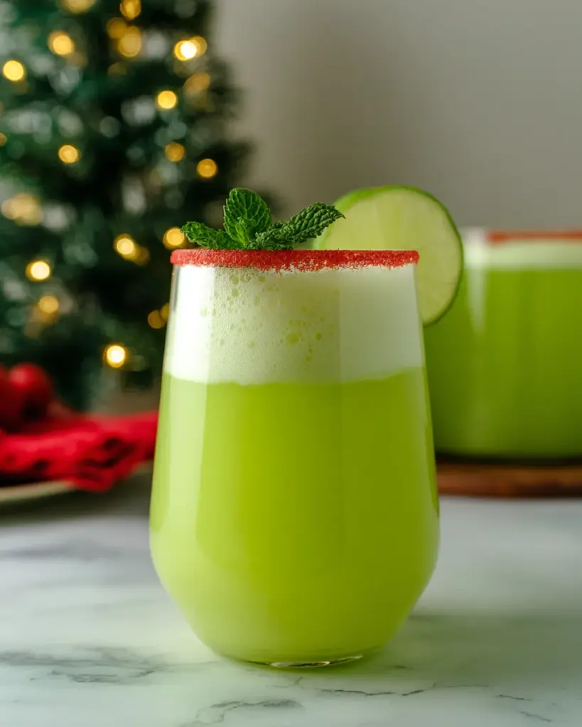 Non-Alcoholic Grinch Mocktail for Christmas