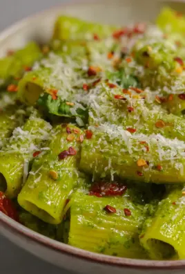 Pesto Rigatoni with Cherry Tomatoes