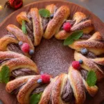 Puff Pastry Crown Filled with Chocolate for Christmas