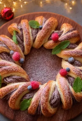 Puff Pastry Crown Filled with Chocolate for Christmas