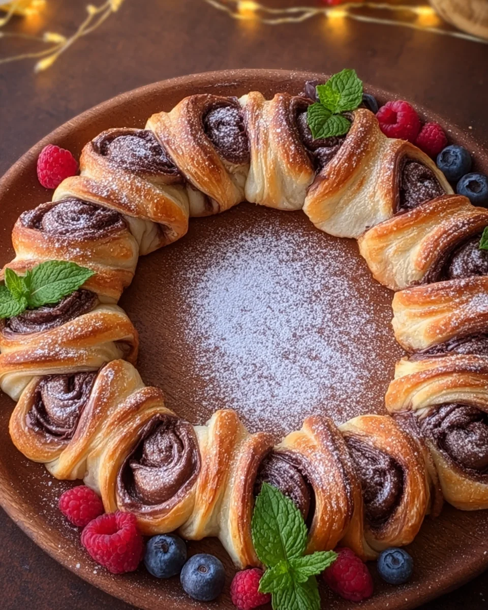 Puff Pastry Crown Filled with Chocolate for Christmas Puff