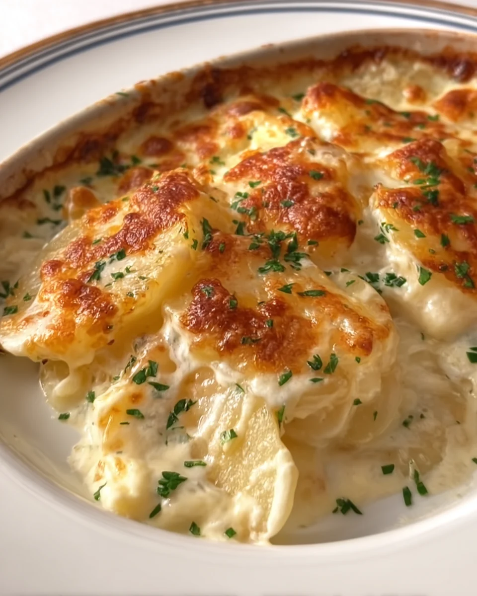 Roasted Garlic Potatoes au Gratin