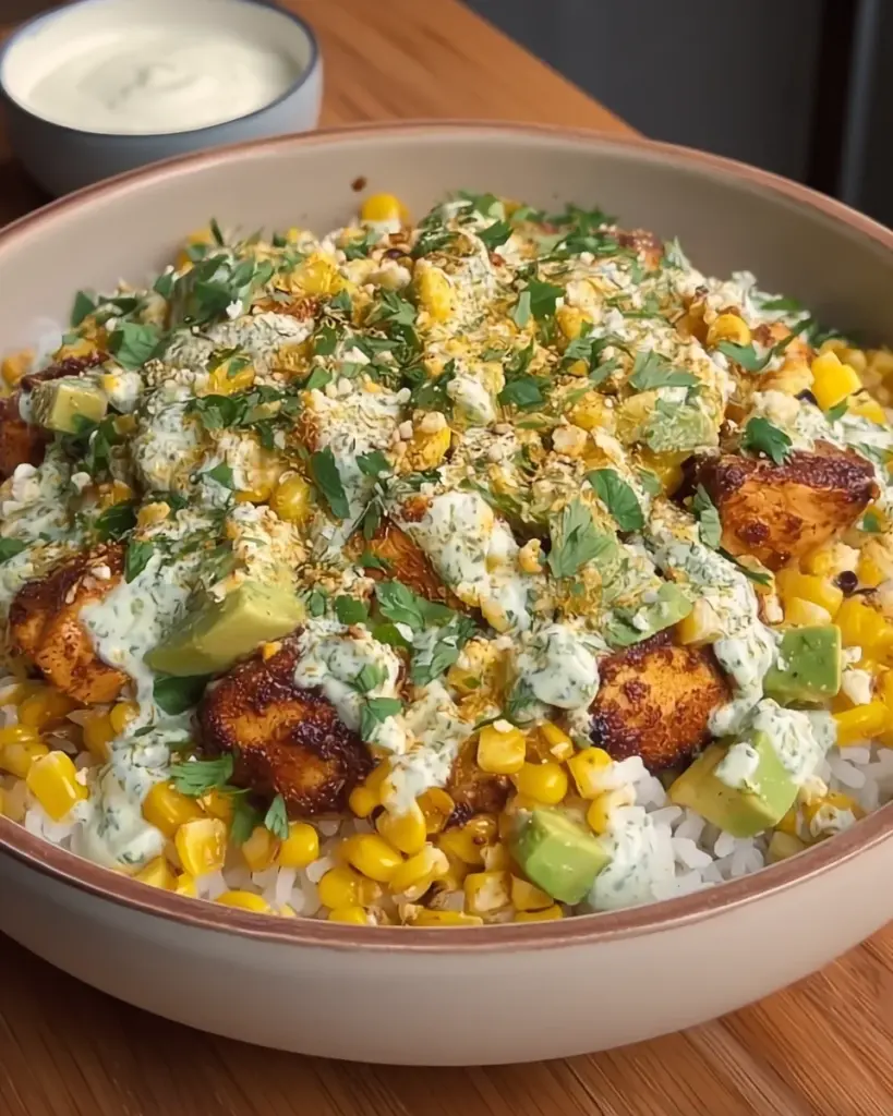 Street Corn Chicken Rice Bowl