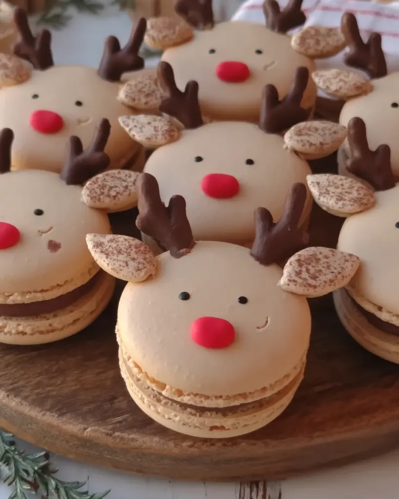 christmas reindeer macarons