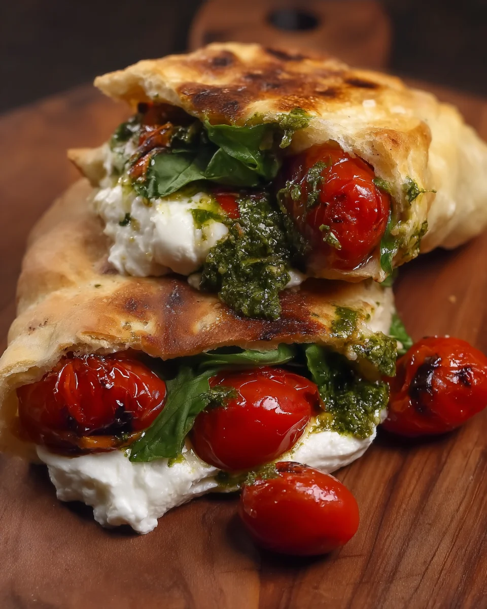 Burrata Caprese Pizza Sandwich Burrata Caprese Pizza Sandwich