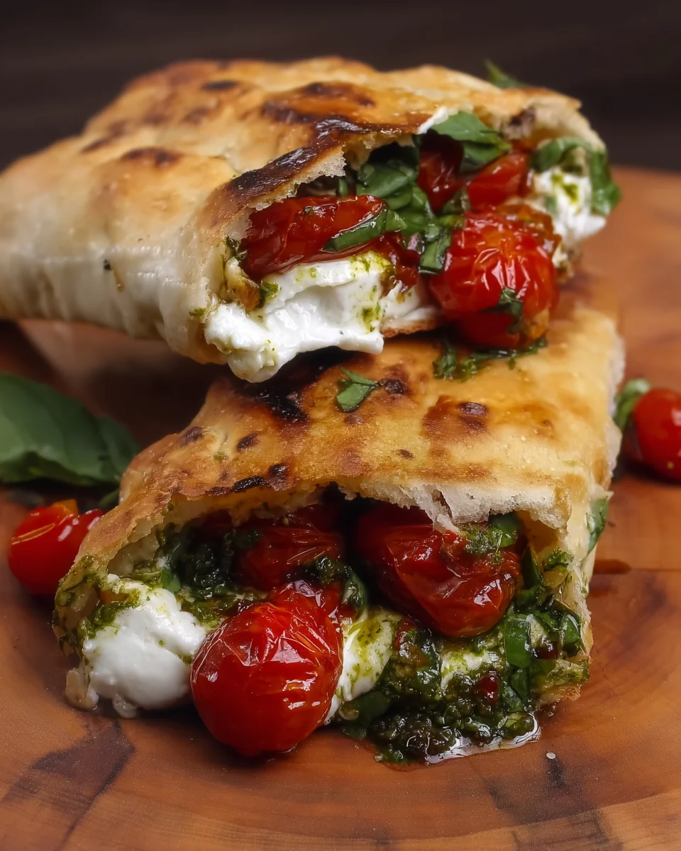 Burrata Caprese Pizza Sandwich Burrata Caprese Pizza Sandwich