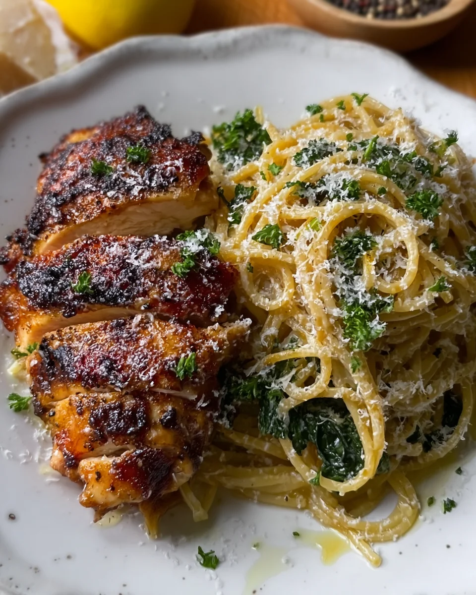 Cacio e Pepe–Inspired Pasta with Lemon Paprika Chicken Cacio