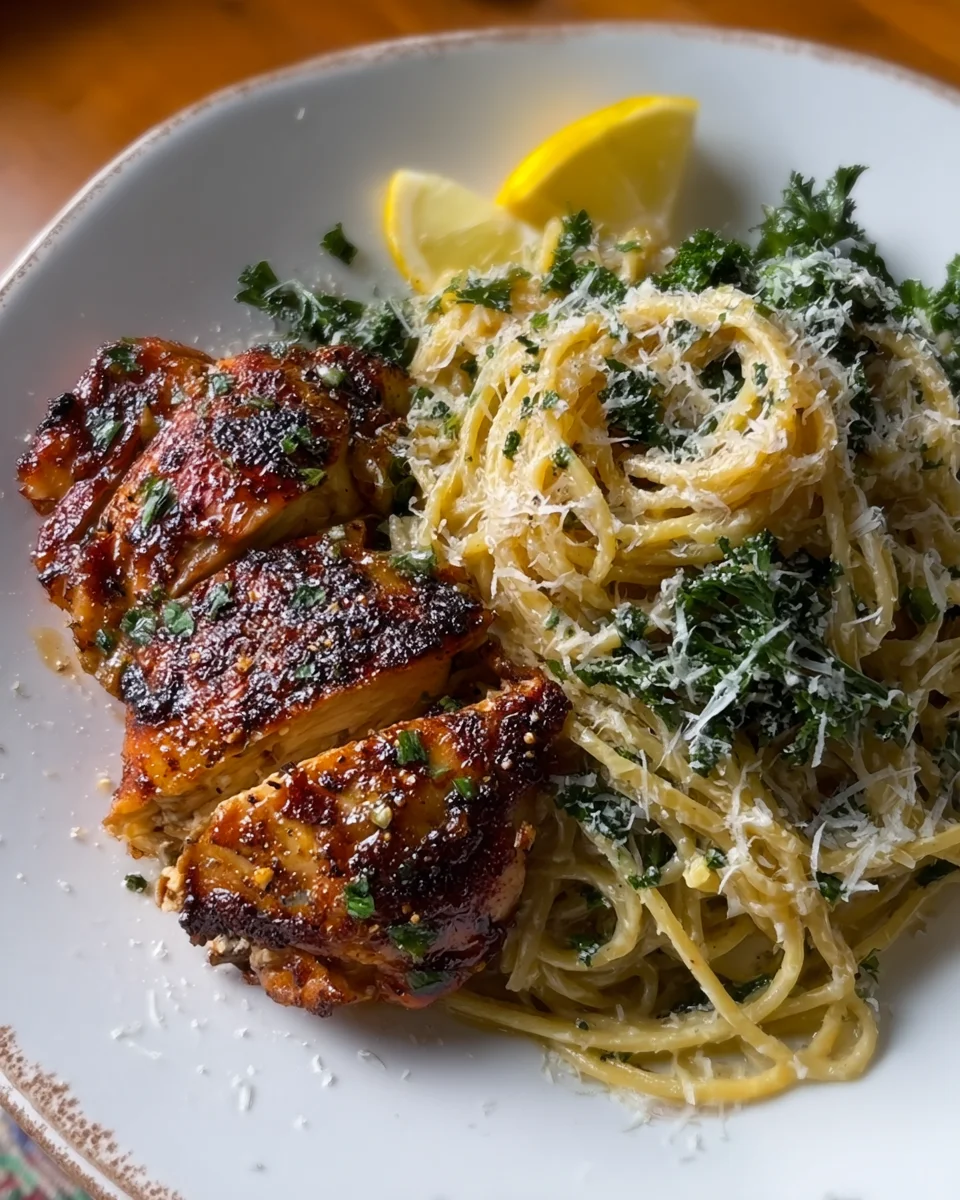 Cacio e Pepe–Inspired Pasta with Lemon Paprika Chicken Cacio