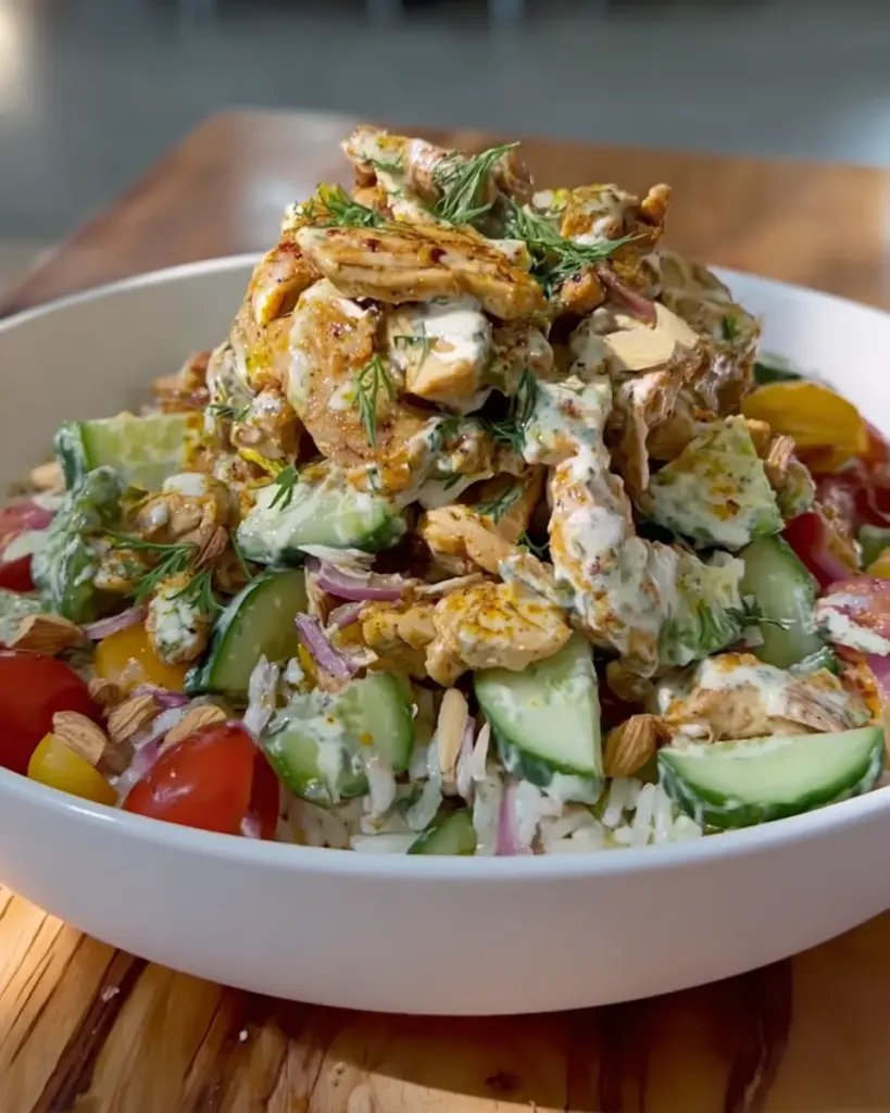 Chicken Shawarma Crispy Rice Salad