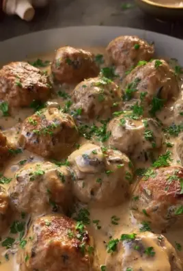 Creamy Turkey Meatballs with Mushroom Sauce