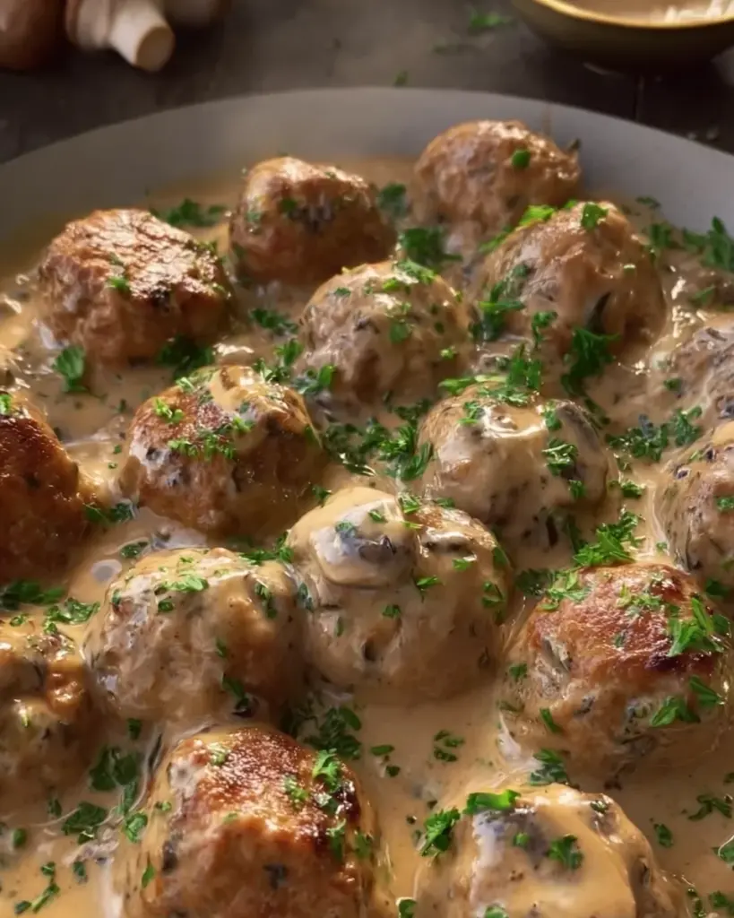 Creamy Turkey Meatballs with Mushroom Sauce