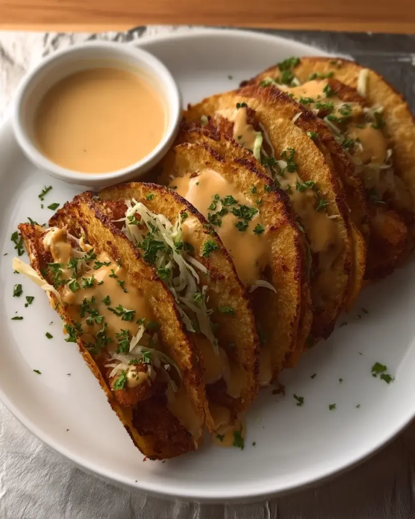 Crispy Chicken Alfredo Tacos