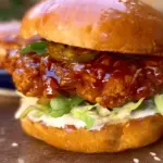 Crispy hot honey chicken burgers