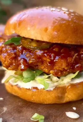 Crispy hot honey chicken burgers