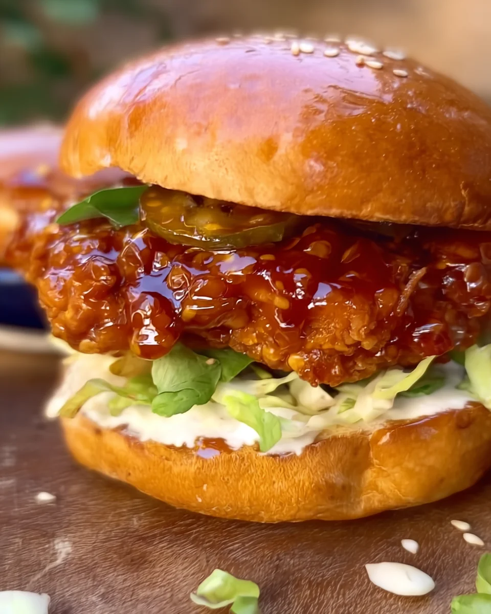 Crispy hot honey chicken burgers
