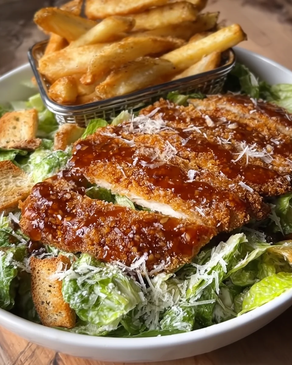 Hot Honey Crispy Chicken Caesar Salad & Fries Hot