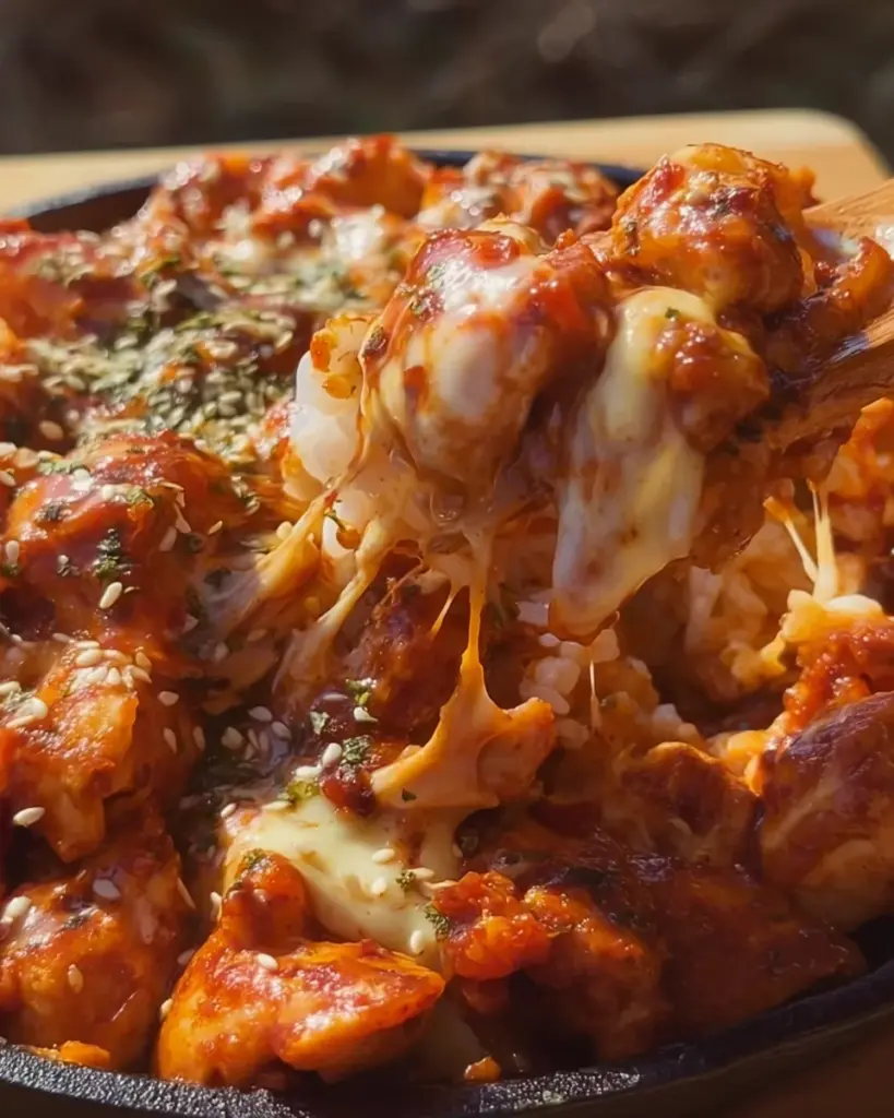 Korean Fire Chicken With Cheese (Cheese Buldak)