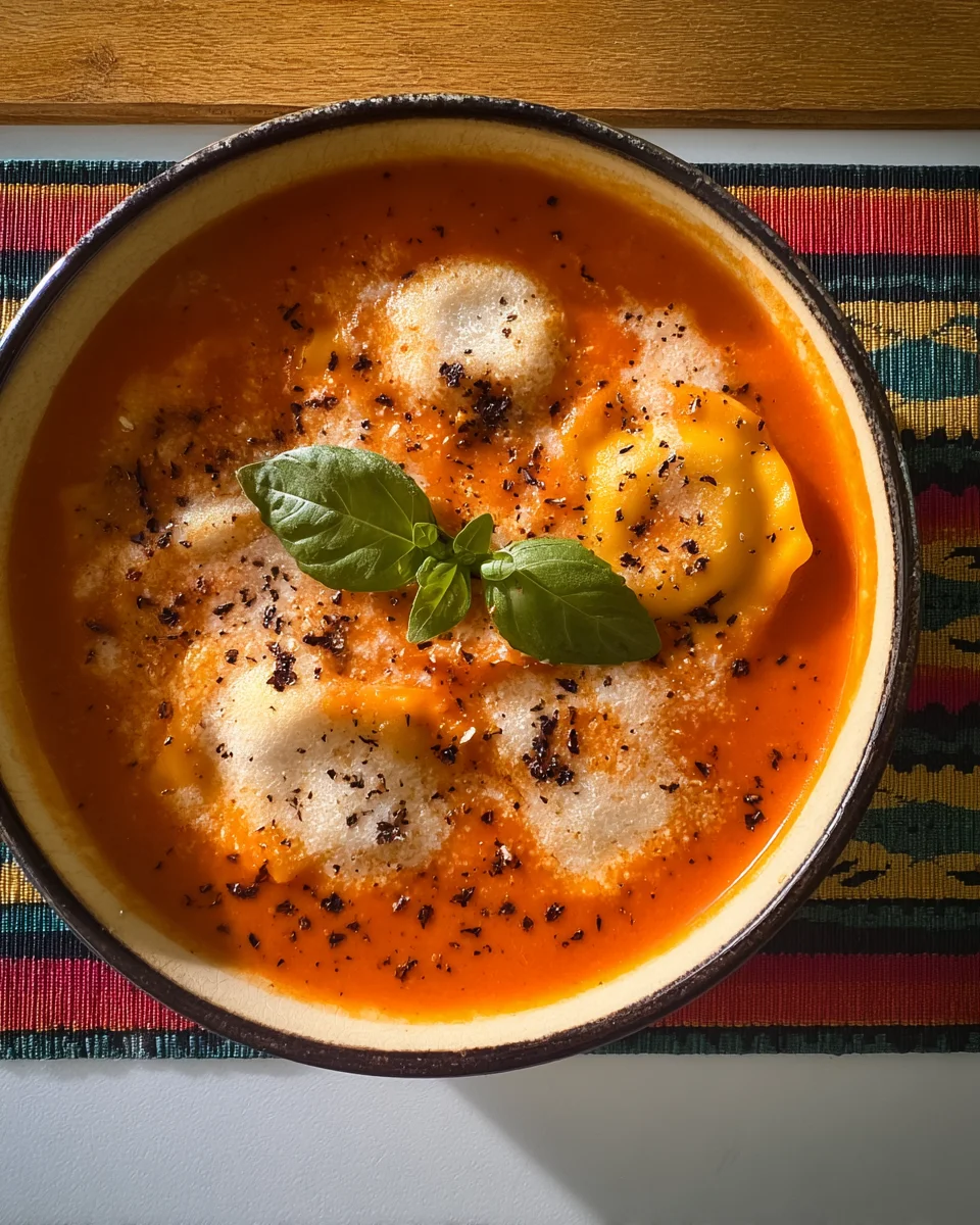 Roasted Red Pepper Ravioli Soup Roasted