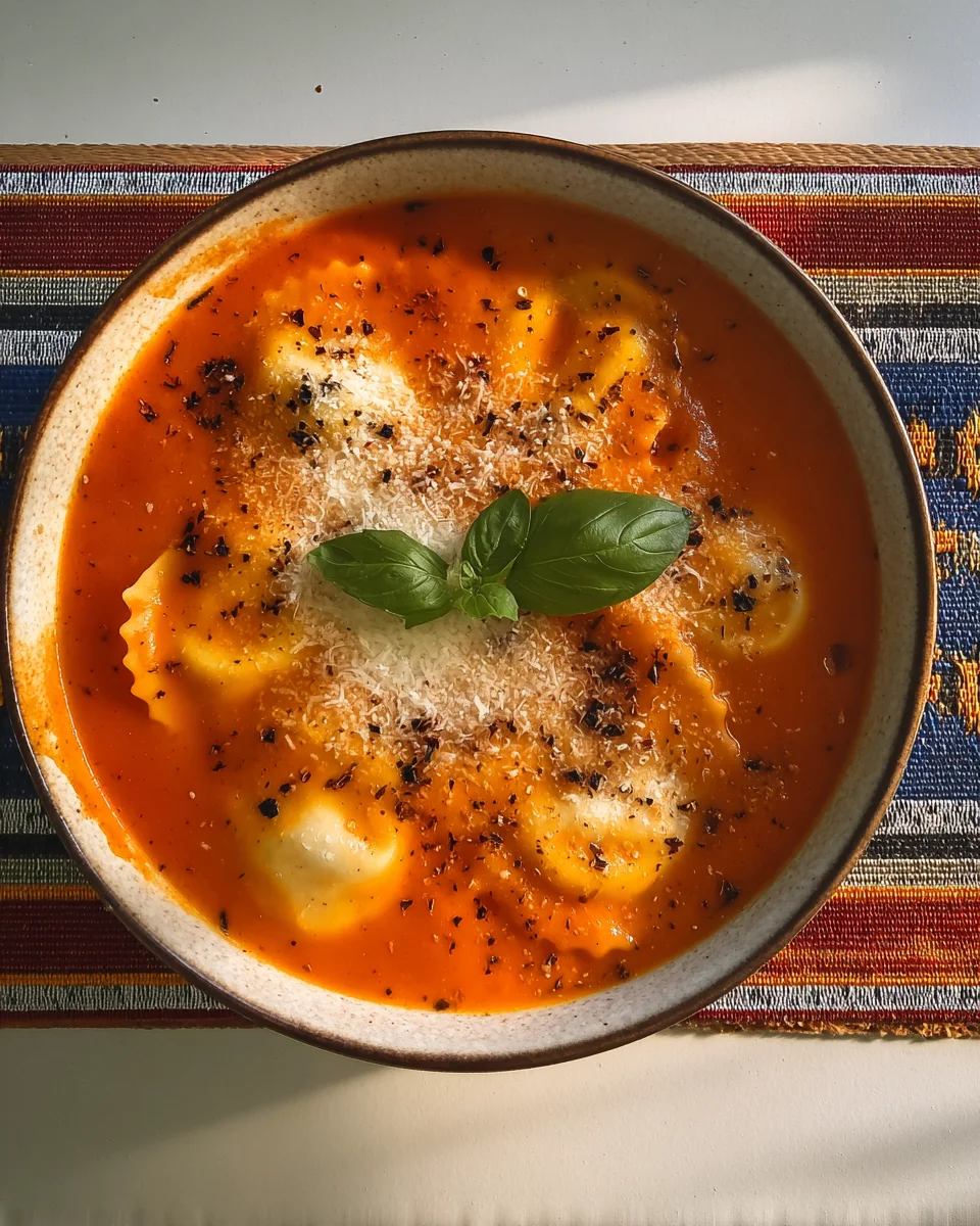 Roasted Red Pepper Ravioli Soup Roasted