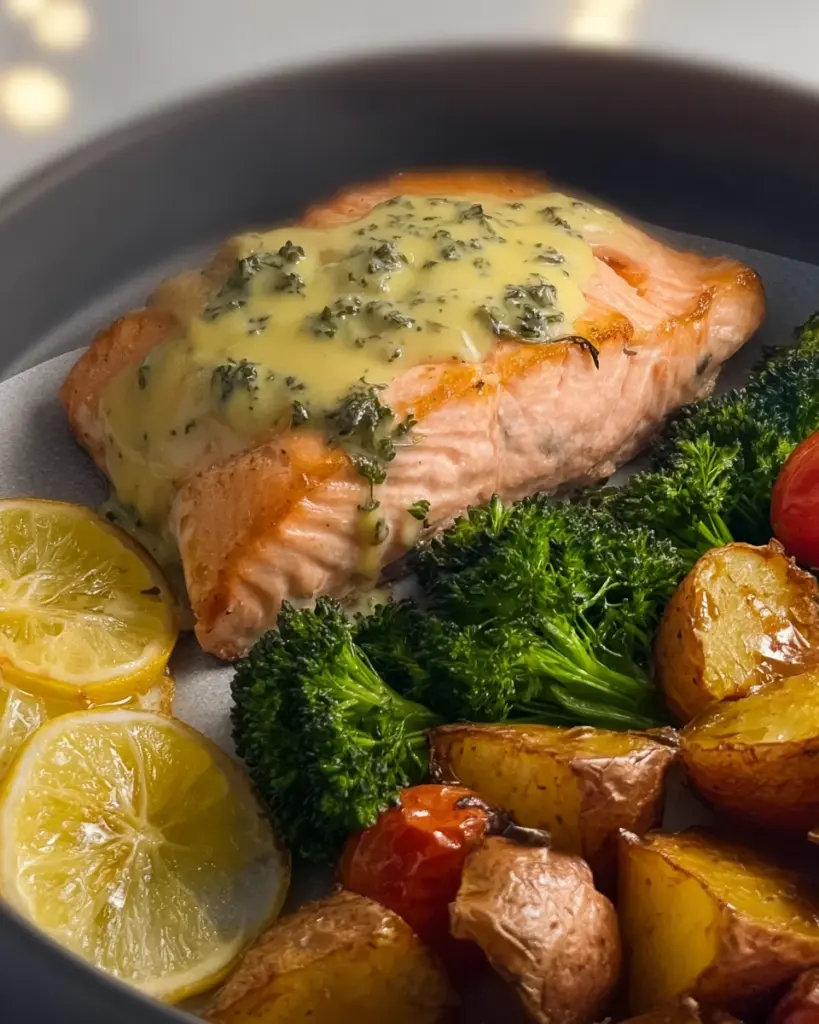 Sheet Pan Baked Salmon with Lemon Sauce