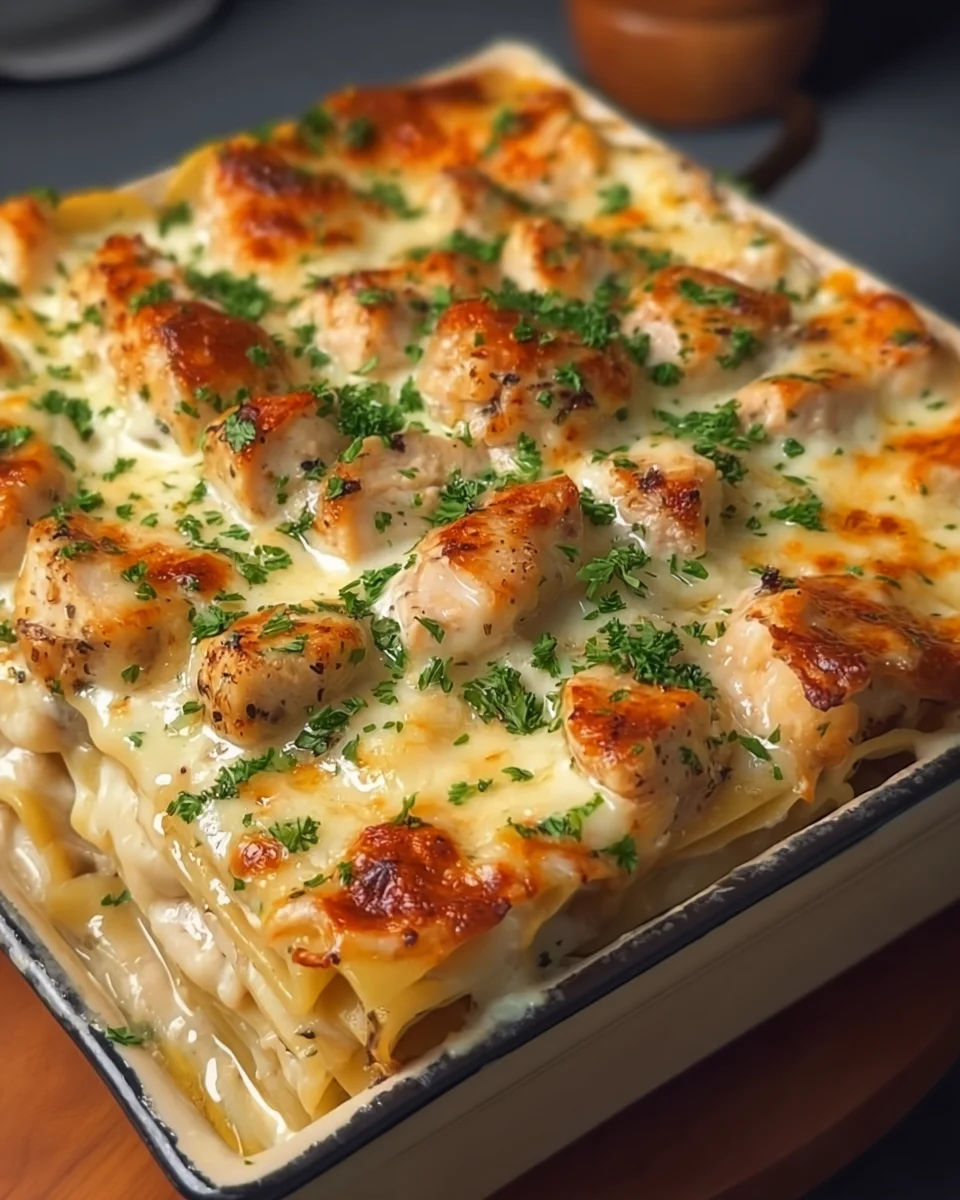 CHICKEN ALFREDO LASAGNA CHICKEN