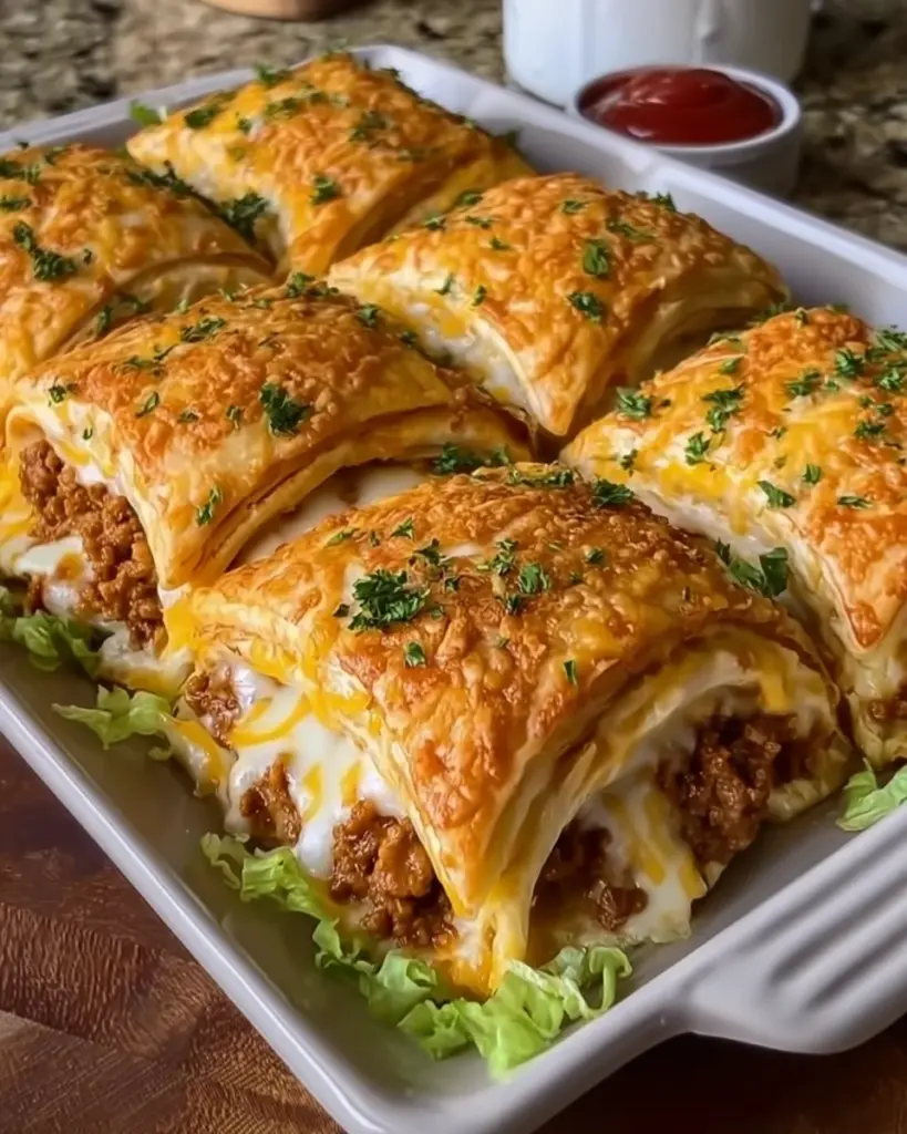 Cheesy Crescent Roll Cheeseburger