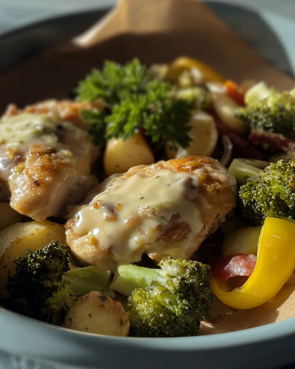 SHEET PAN HONEY MUSTARD CHICKEN THIGHS AND VEGGIES SHEET