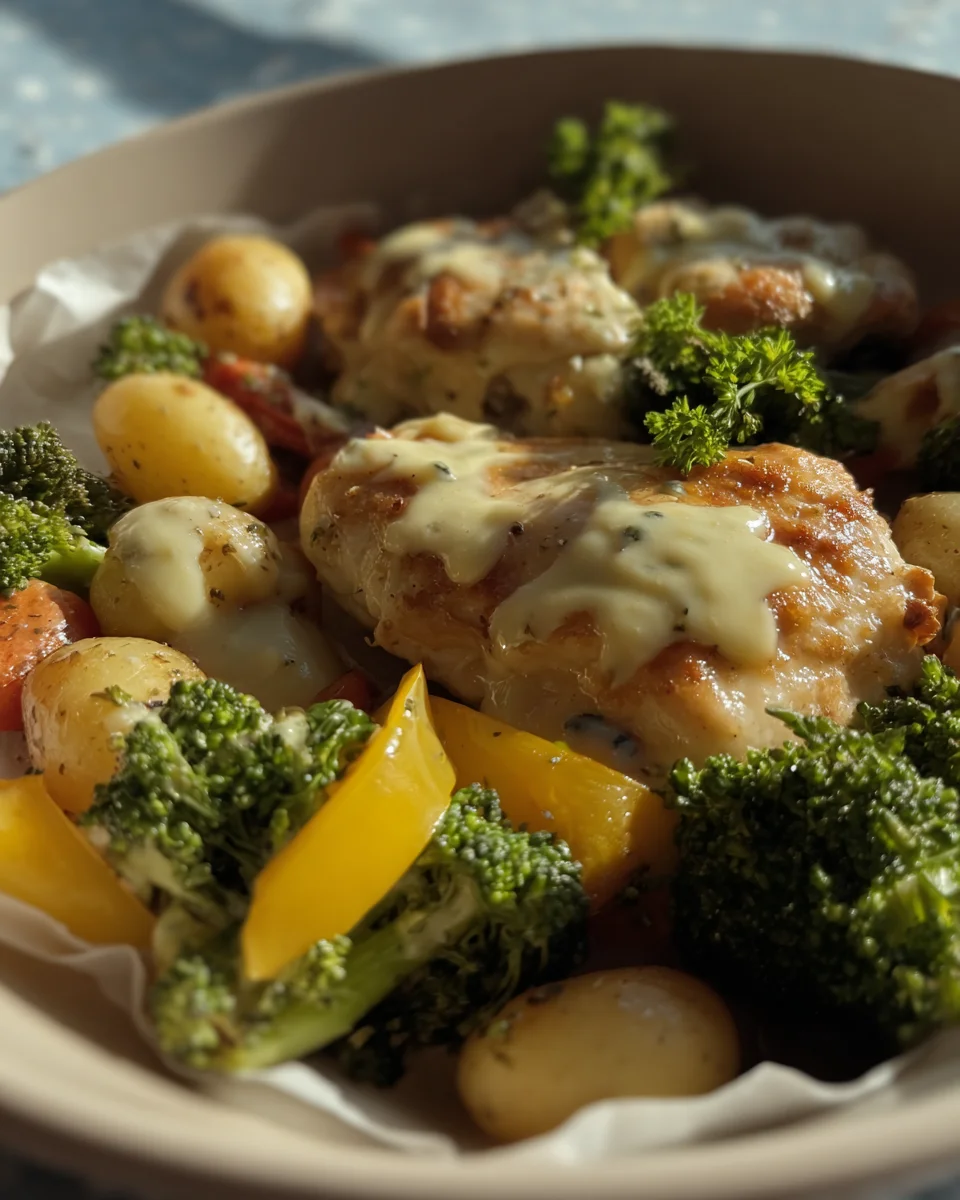 SHEET PAN HONEY MUSTARD CHICKEN THIGHS AND VEGGIES SHEET