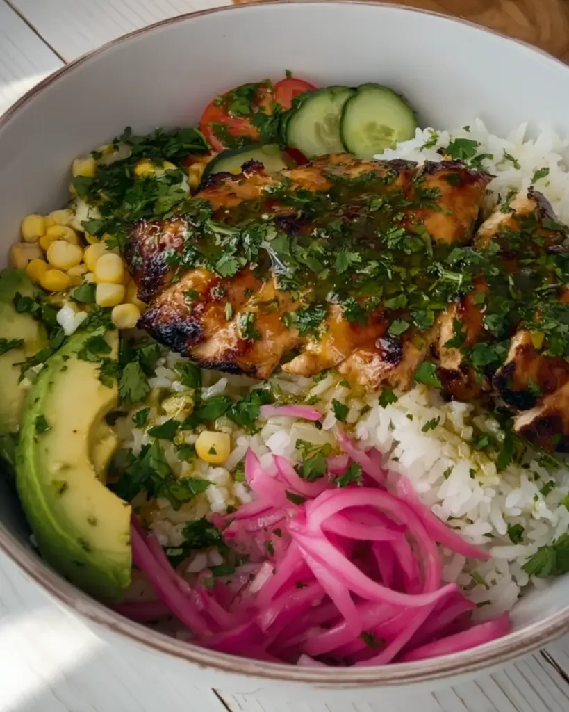 honey lime cilantro chicken & rice bowls