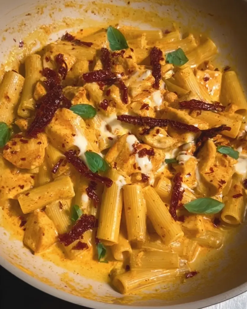 spicy chicken and mozzarella pasta