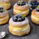 Blueberry Pastry Rings with Vanilla Cream Filling