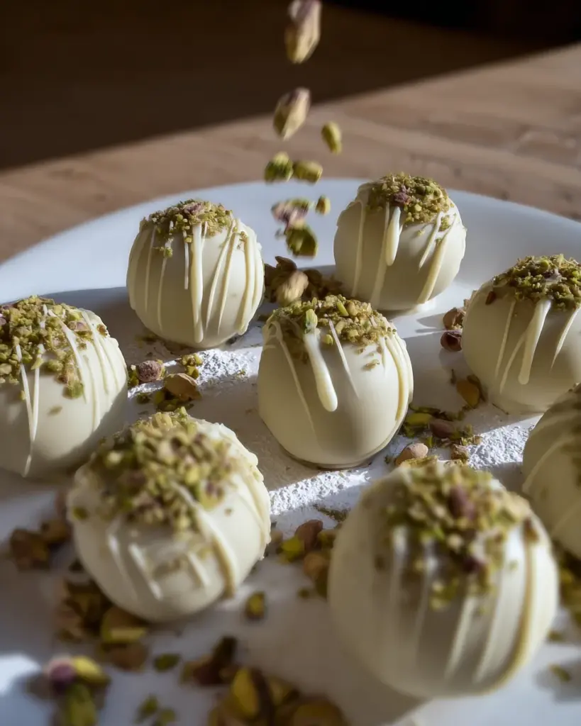 Divine White Chocolate and Pistachio Truffles