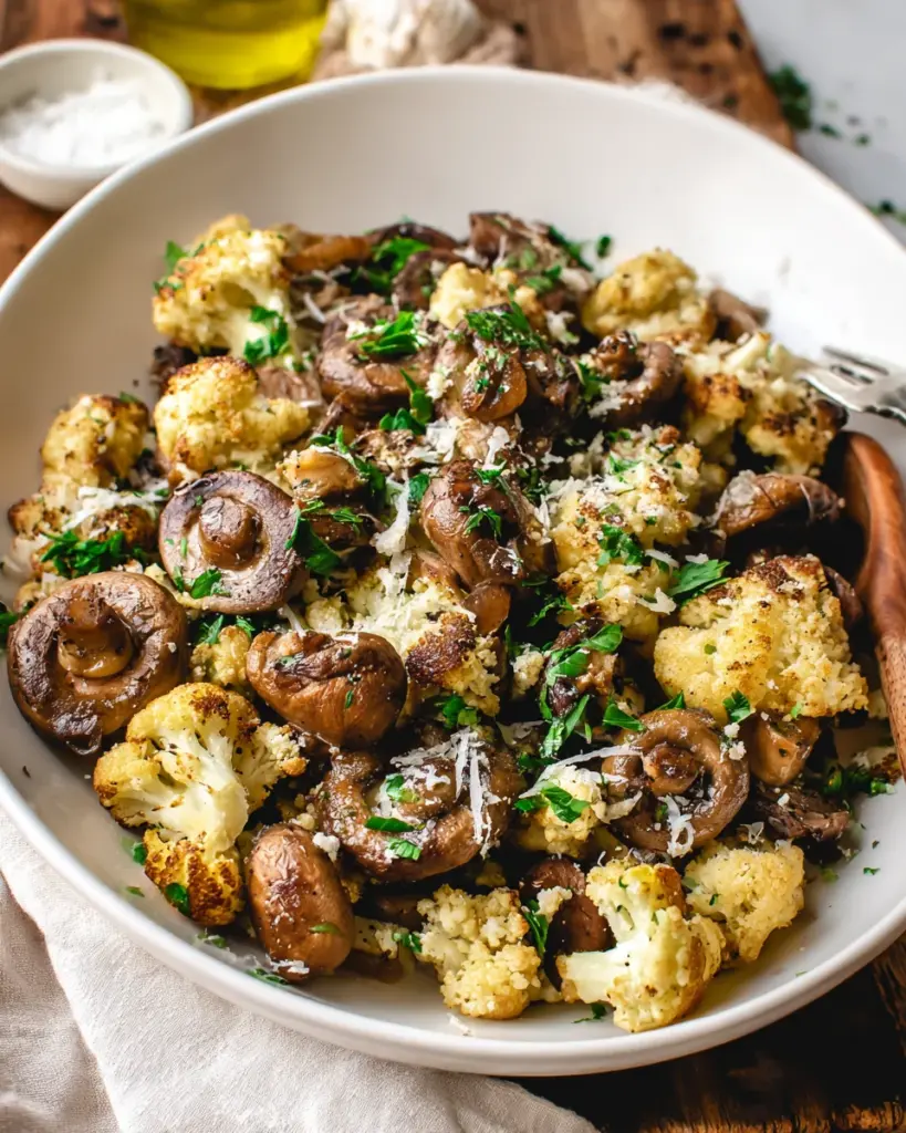 Sauteed Mushrooms and Cauliflower Crumbles